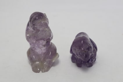 2 Chinese 19th century amethyst carved bears
