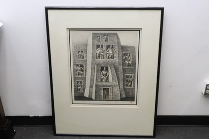 Zhang Minjie stone block print, c1990, signed & seal mark