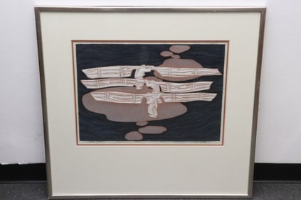 Zou Liande woodblock print, signed