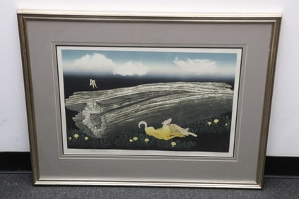 Li Shanlou woodblock print, c1989, signed