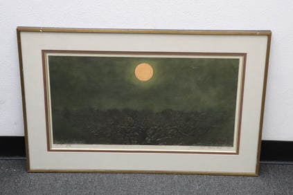 Chinese woodblock print, signed & seal, dated 1975