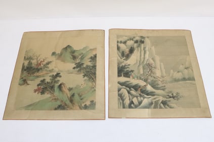 2 Chinese 19th century watercolor on silk panels