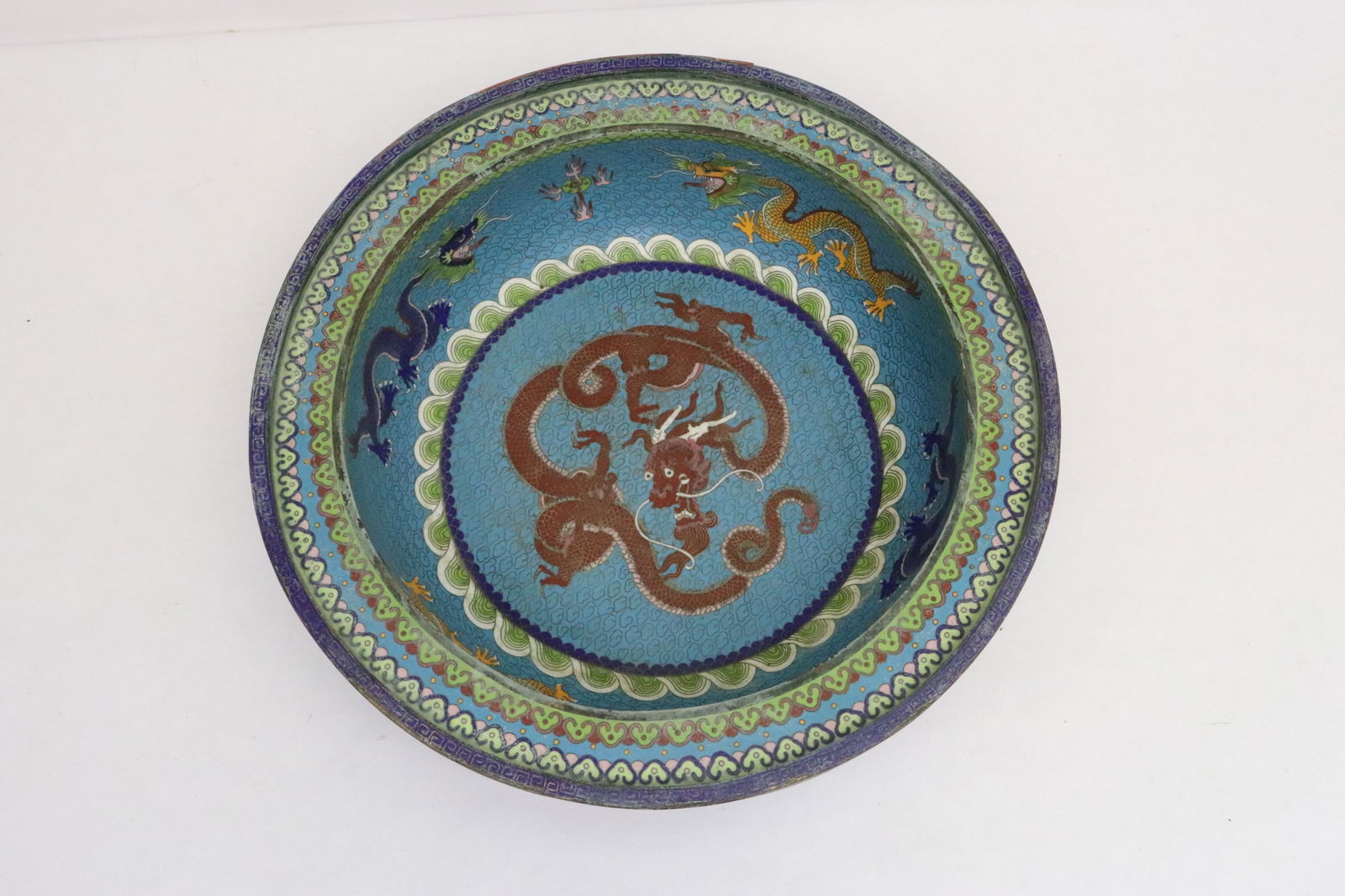 Chinese 19th century bronze base cloisonne basin (1 of 15)