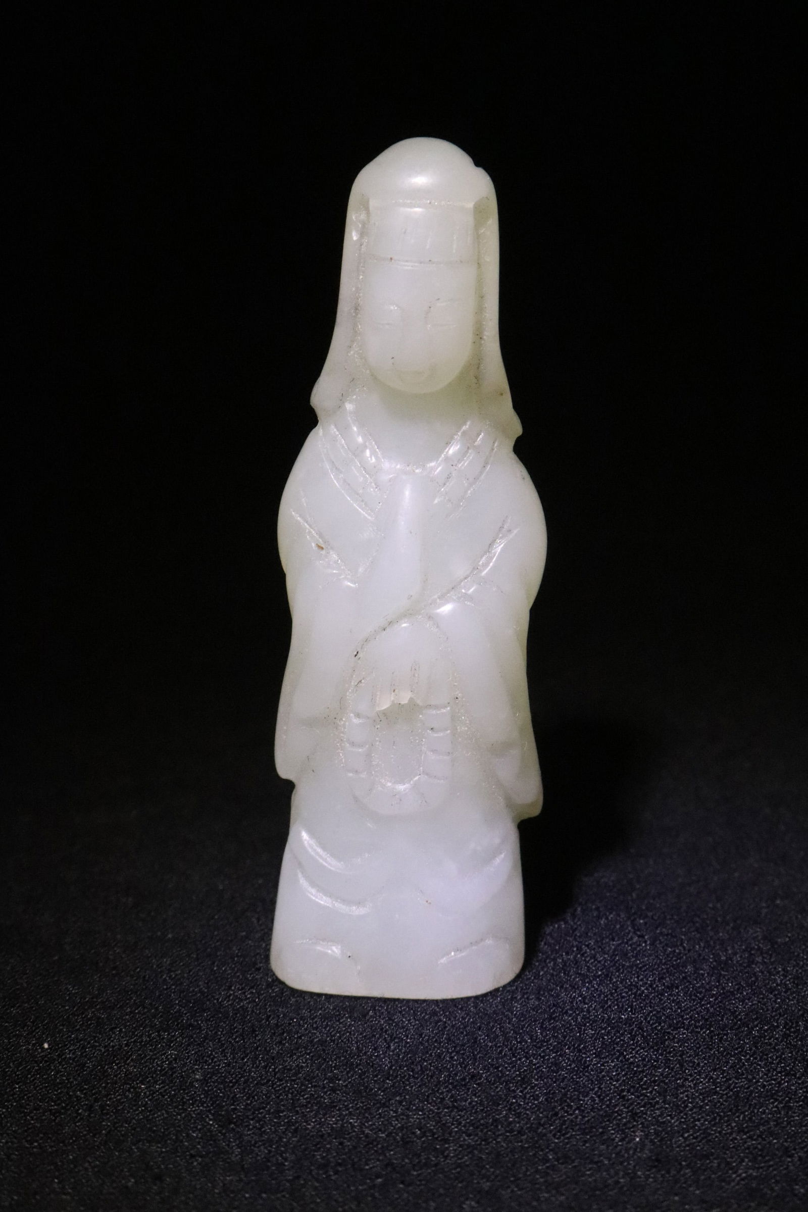 Chinese 19th c. hetian white jade carved Guanyin (1 of 8)