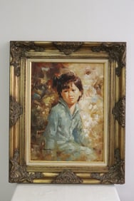 o/c "portrait of girl" signed L. Fong for Manfong Lee