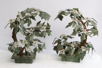 Pair jade trees with jade like stone planters
