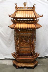 Chinese 19th century gilt and carved wood shrine