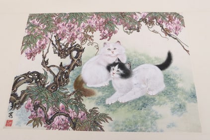 Cao Kejia watercolor panel "cats"