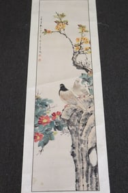 Bolong Yan watercolor panel "birds and flowers"