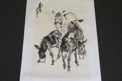 Zhou Huang watercolor panel "horses"