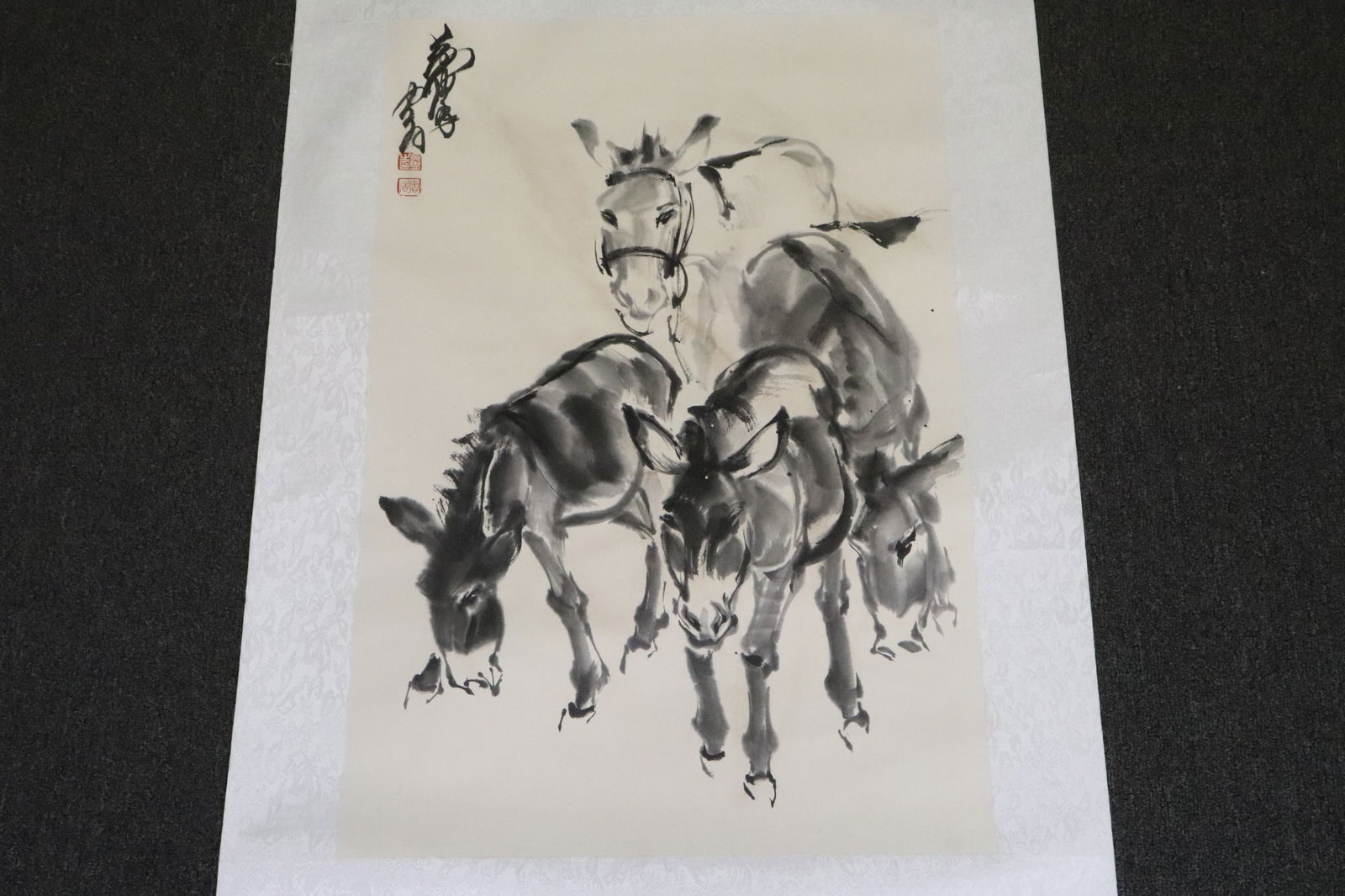 Zhou Huang watercolor panel "horses" (1 of 8)