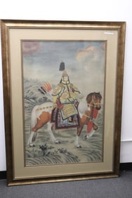 Chinese 19th/20th c. large watercolor on silk panel