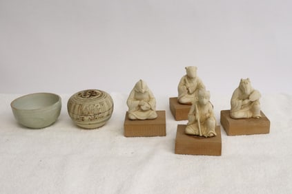 6 piece 14th c. earthenware from sunken ship