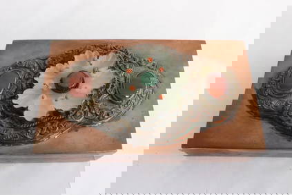 Chinese copper box w/ a 19th c. jade carving (1 of 10)