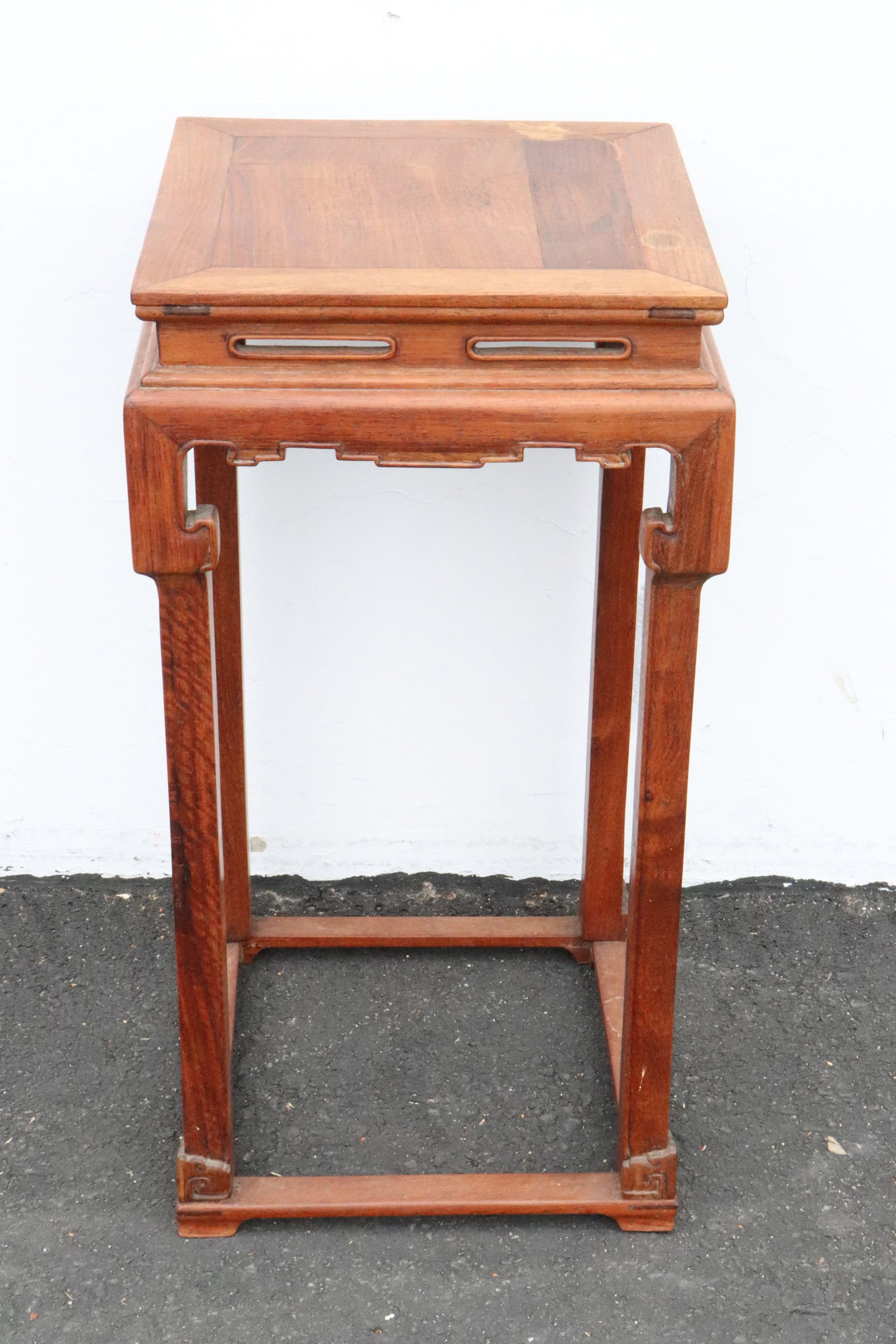 A huanghuali wood square stand: A huanghuali wood square stand, 31.3"x16"x16"