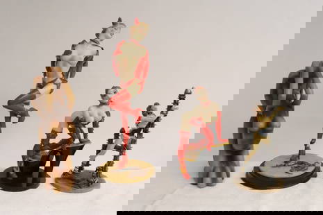 4 resin figures: 4 resin figures, 8.6"H - 13.7"H