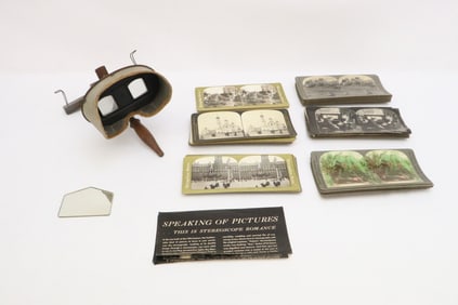 A stereoscope lense, and set of pictures