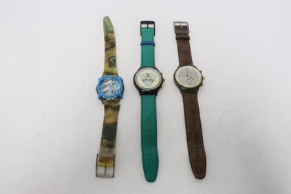 3 swatches; including one chronograph