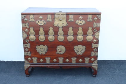 Early 19th c. Korean blanket chest w/ fancy hardware