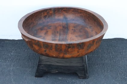 Unusual Korean antique wood basin with stand
