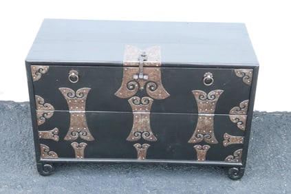 small Korean blanket chest w/ cast iron hardware