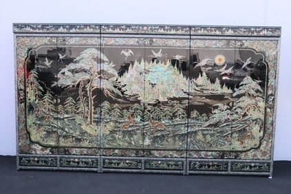 3-section Korean lacquer cabinet w/ MOP inlaid