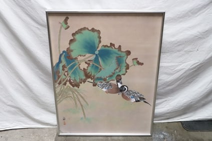 Chinese framed watercolor panel
