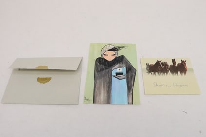 A lithography card signed by Shamsia Hassani