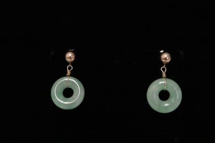 Pair jadeite disc earrings with 14K Y/G back