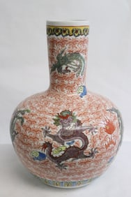 Chinese famille rose porcelain bottle vase