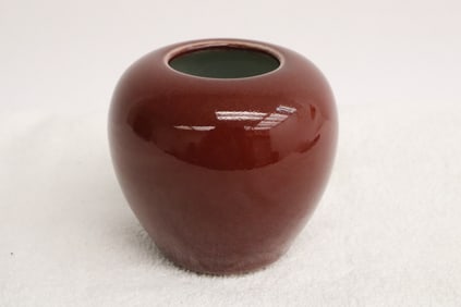 Chinese red glazed porcelain water dripper
