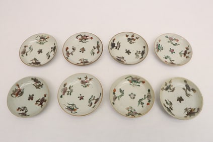 8 vintage small famille rose porcelain dishes