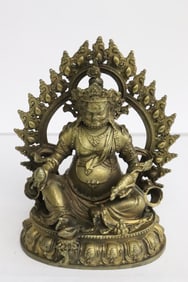 Chinese small bronze/ brass sculpture of deity
