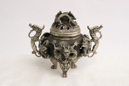 A white bronze covered censer