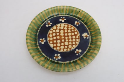 Unusual sancai earthenware plate