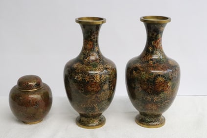 3 pieces Chinese cloisonne