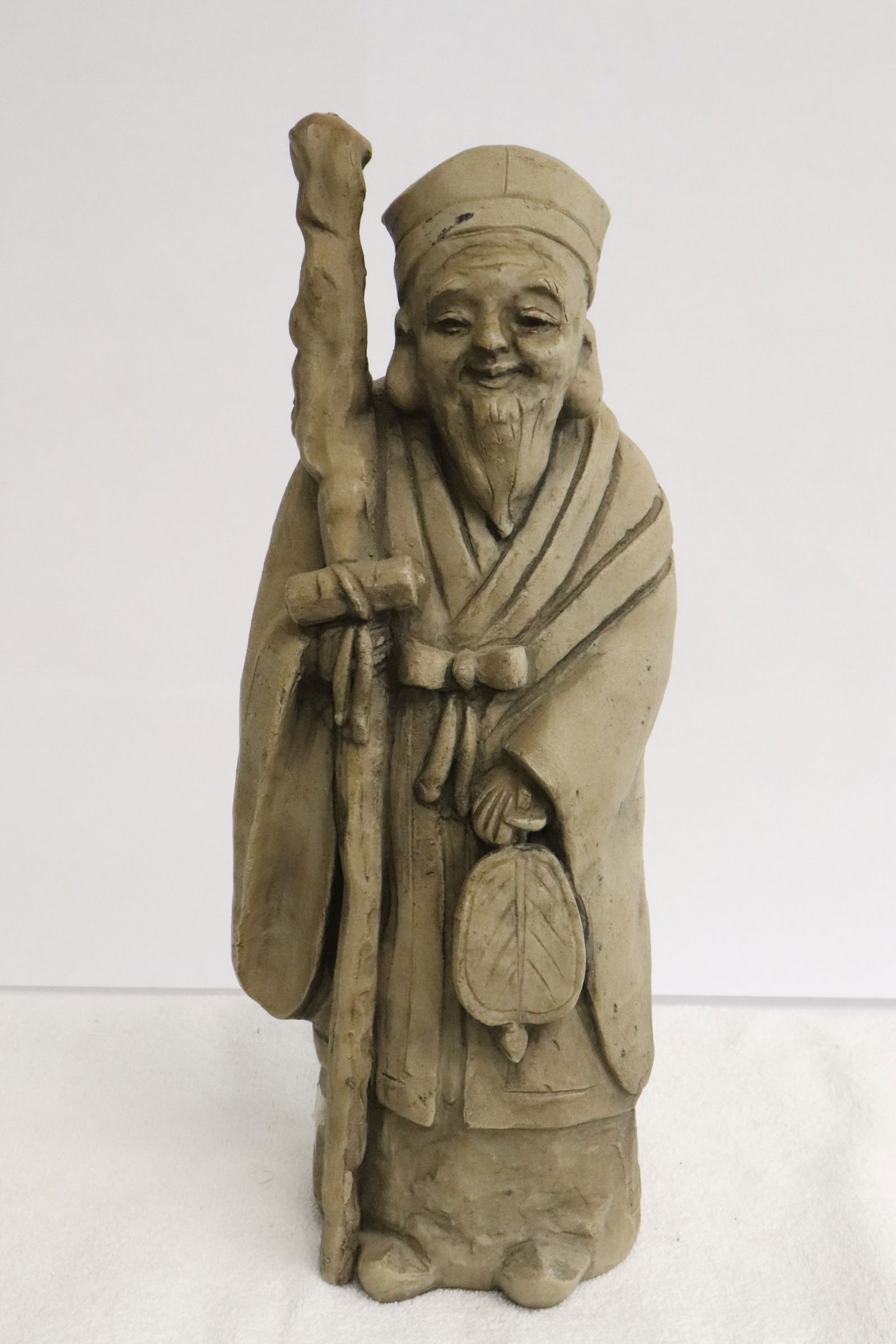 Earthenware sculpture of deity: Earthenware sculpture of deity, 12.6"H
