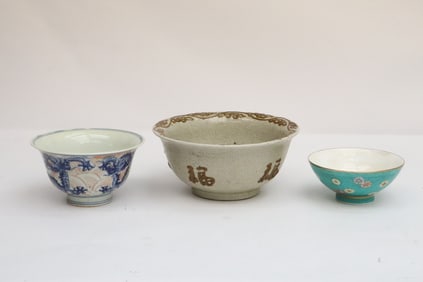 3 porcelain bowls