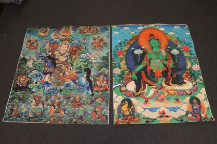 2 thangka style panels