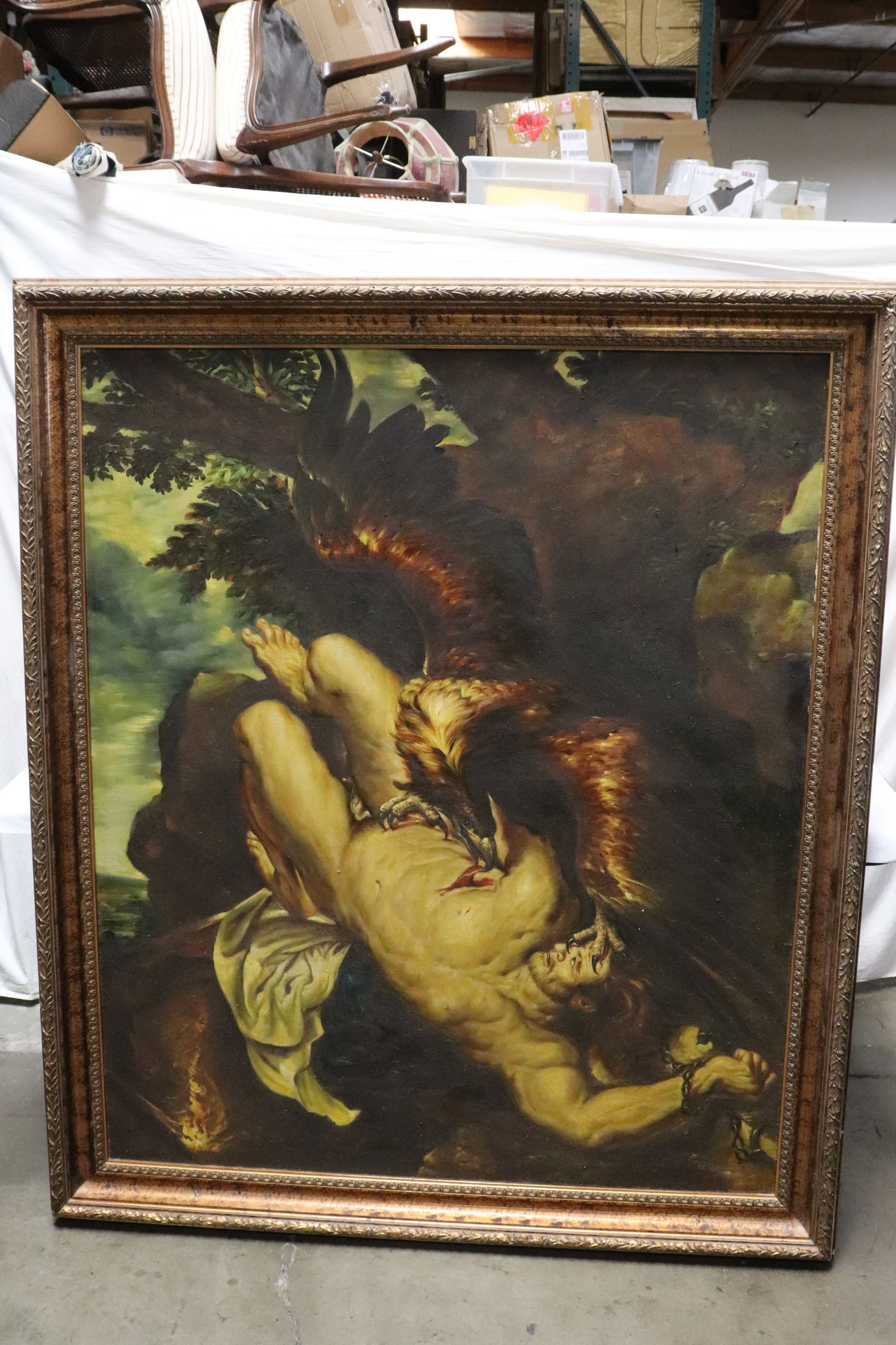 Massive 19th/20th c. oil on canvas painting (1 of 11)