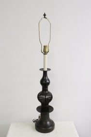 Vintage Japanese bronze floor candle holder, made as lamp