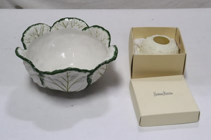 a Tiffany bowl, and a Neiman Marcus candle holder