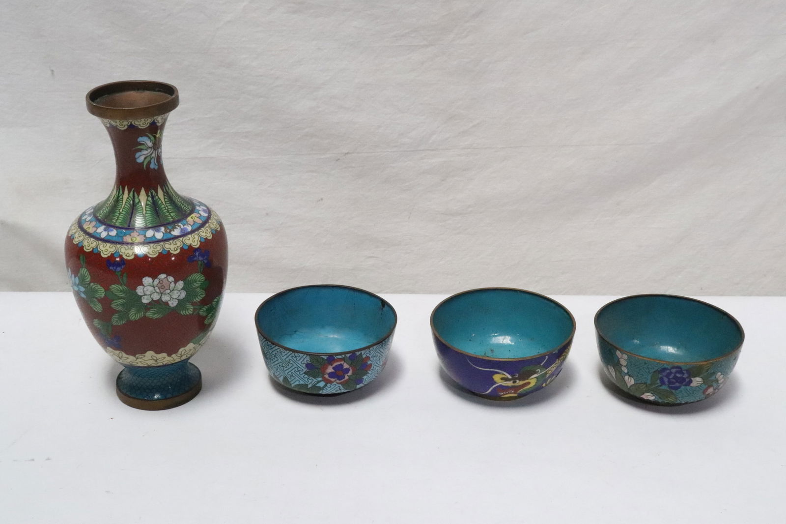 4 Chinese antique cloisonne pieces (1 of 12)