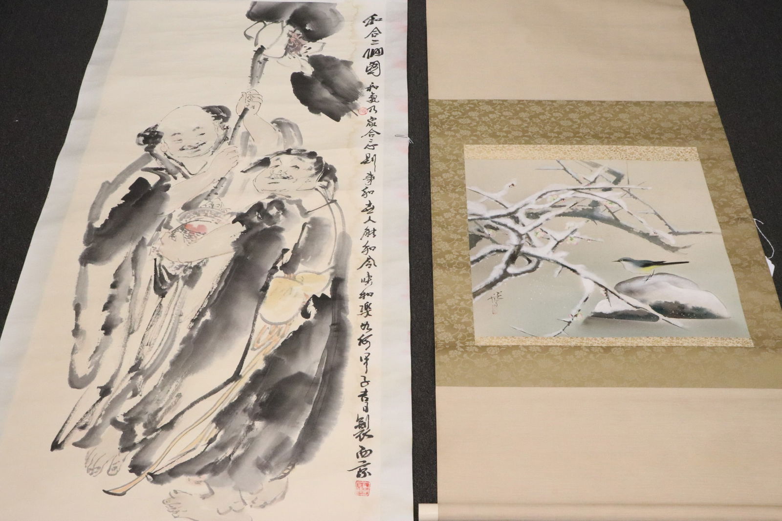 2 Chinese watercolor scrolls, minor water stains (1 of 18)
