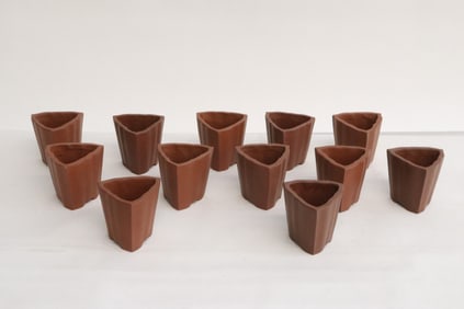 12 miniature Yixing planters