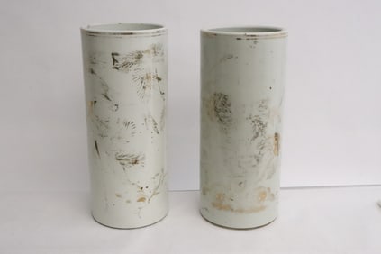 Pair Chinese 19th/20th c. porcelain hat vases