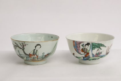 Pair Chinese famille rose porcelain bowls