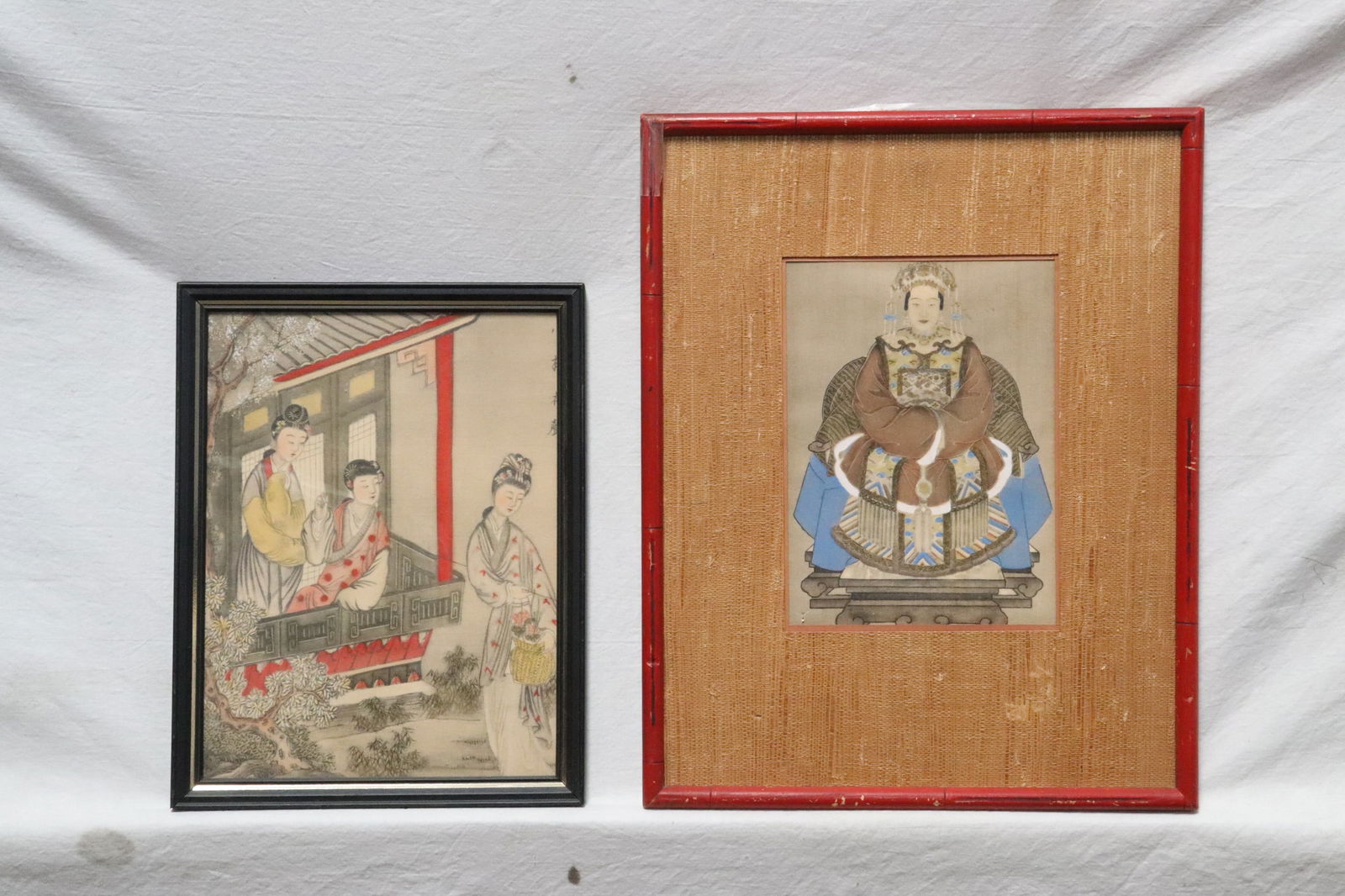 2 Chinese antique framed watercolor paintings (1 of 10)