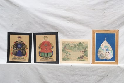 4 Chinese antique watercolor paintings