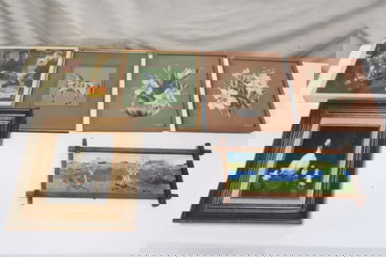 Lot of paintings, and a lobby card